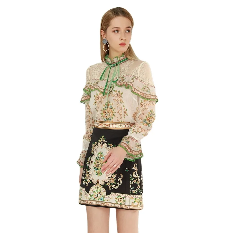 Vintage Suit Summer Spring New Fashion Design Women Runway High Quality Chiffon Blouse + Crystal Skirt Bead Flower Print
Vintage Suit Summer Spring New Fashion Design Women Runway High Quality Chiffon Blouse + Crystal Skirt Bead Flower Print