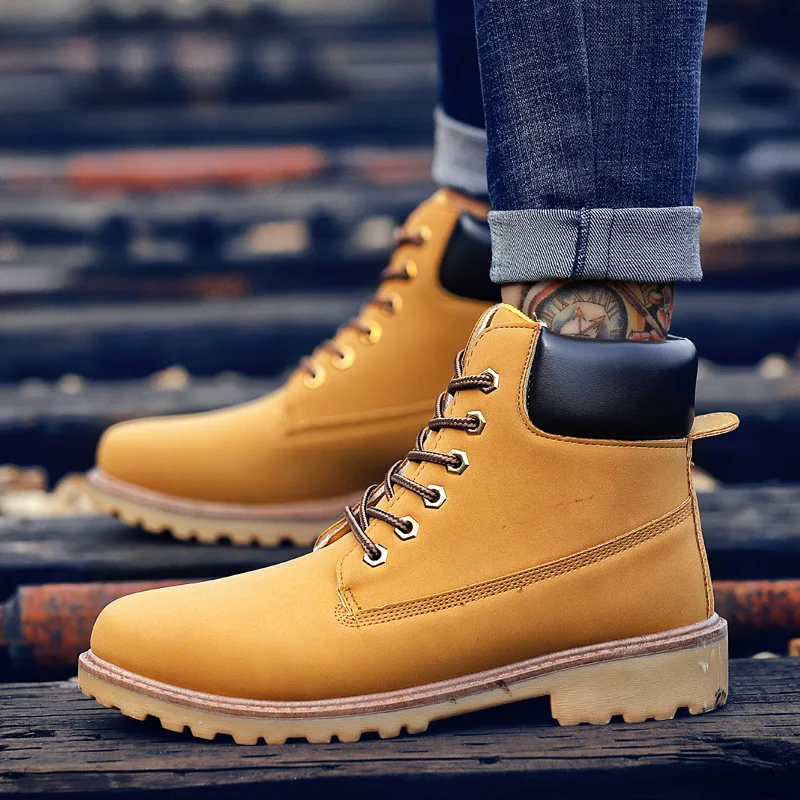 2021 new British boots men's lace-up PU leather men's shoes high-top casual snow boots, Black,white,red,yellow
2021 new British boots men's lace-up PU leather men's shoes high-top casual snow boots, Black,white,red,yellow
