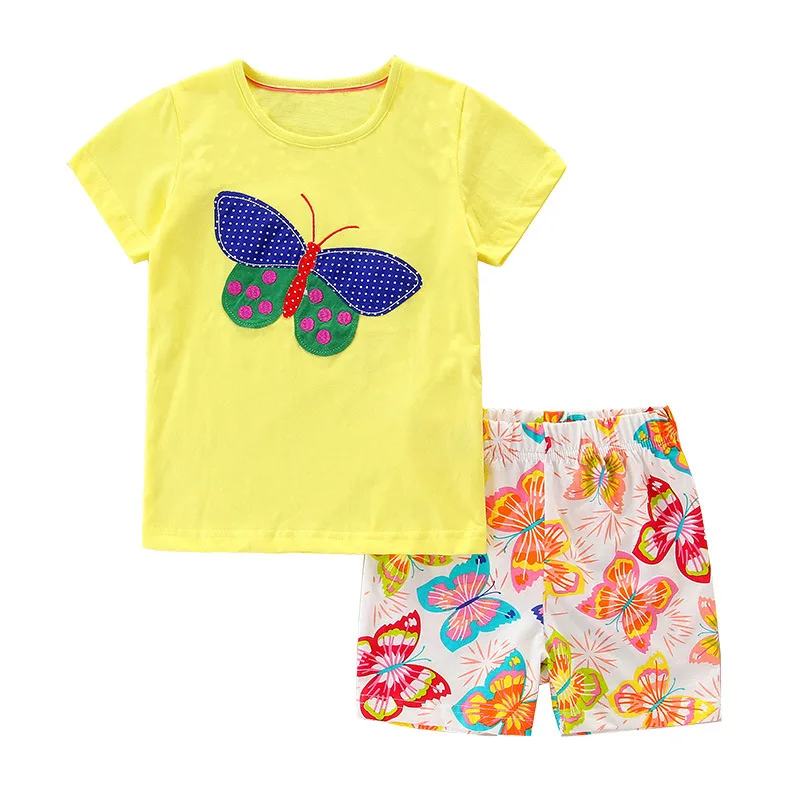 Children's cotton girls butterfly print summer children's short sleeve two-piece suit
Children's cotton girls butterfly print summer children's short sleeve two-piece suit