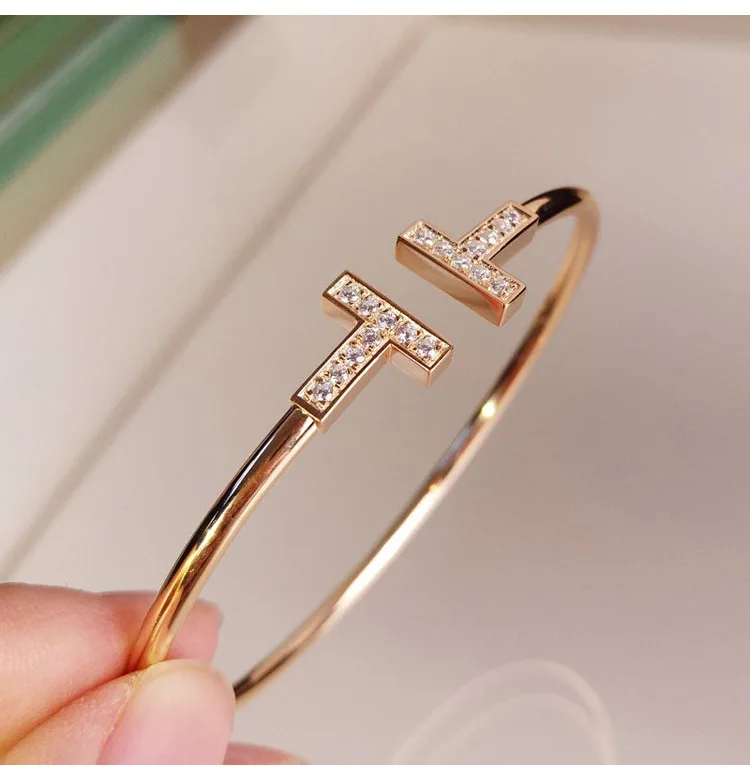 Designer Cuff Bangles Jewelry Open T Shape Bangle Zircon Bracelets Stainless Steel Jewelry For Women, Gold/rose gold
Designer Cuff Bangles Jewelry Open T Shape Bangle Zircon Bracelets Stainless Steel Jewelry For Women, Gold/rose gold