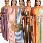Sleeveless One Piece Plus Size 2xl 3xl 4xl 5xl Maxi Long Beach Loose Casual Floor Length Dresses Women Ladies Summer