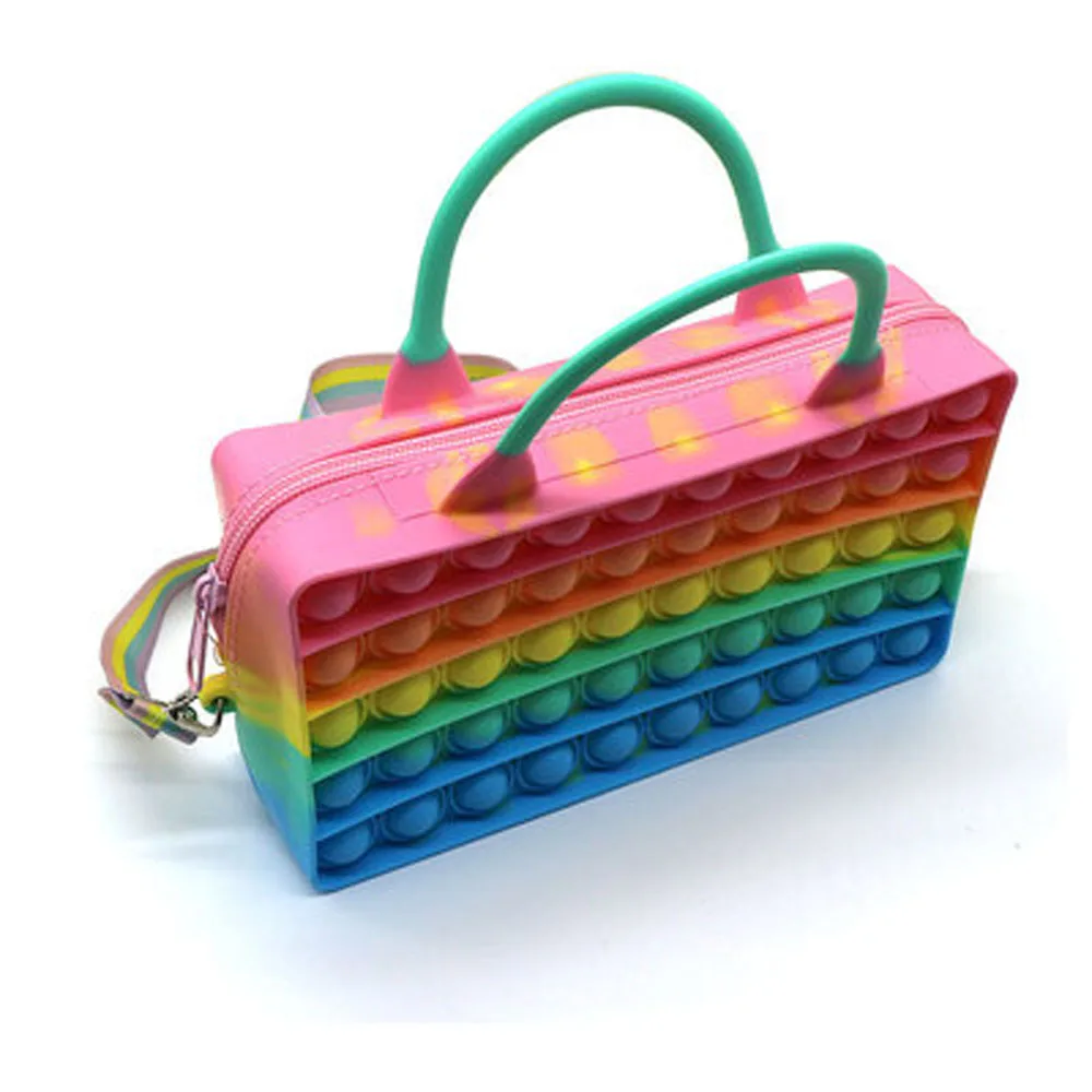 women's latest beautiful rainbow cloud pop purses handbag girls mini silicone fidget push bubble pop square shoulder handbags
women's latest beautiful rainbow cloud pop purses handbag girls mini silicone fidget push bubble pop square shoulder handbags