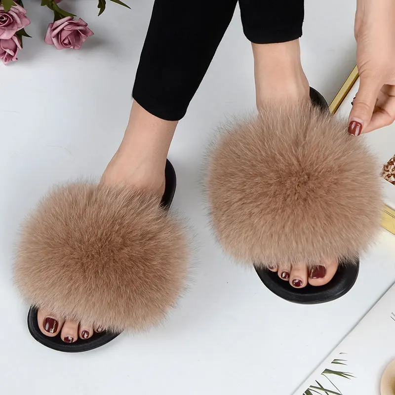 Wholesale Custom women fox fur slippers summer fur slippers make my logo fur slipper, Customized color
Wholesale Custom women fox fur slippers summer fur slippers make my logo fur slipper, Customized color
