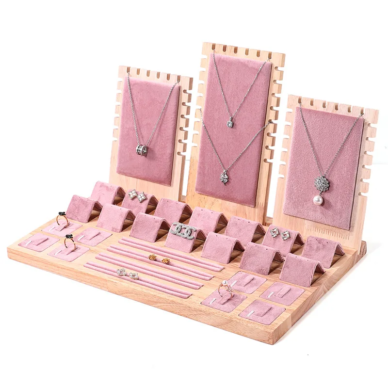 Solid Wood Jewelry Display Tray Velvet/PU Leather Ring Earing Card Jewelry Counter Display Props Rack
Solid Wood Jewelry Display Tray Velvet/PU Leather Ring Earing Card Jewelry Counter Display Props Rack