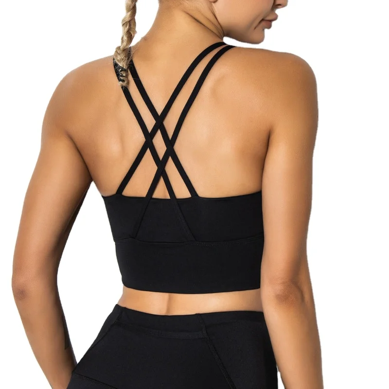 Yoga women's black cross back push up nvgtn sports vest running fitness fast drying sexy Sports bra, Picture shows
Yoga women's black cross back push up nvgtn sports vest running fitness fast drying sexy Sports bra, Picture shows