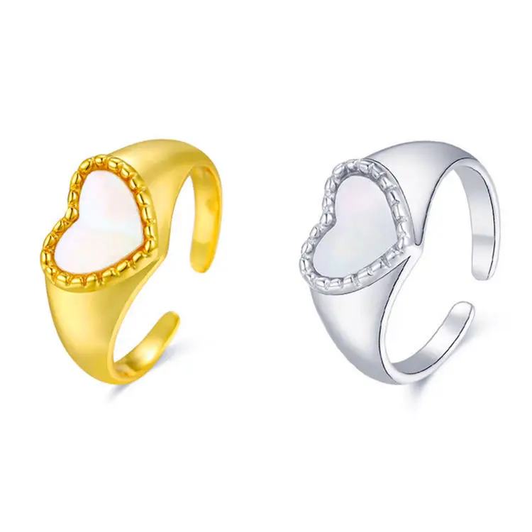 Punk Style Shell Gemstone 925 Sterling Silver Love Heart Open Ring, Gold/ white gold
Punk Style Shell Gemstone 925 Sterling Silver Love Heart Open Ring, Gold/ white gold