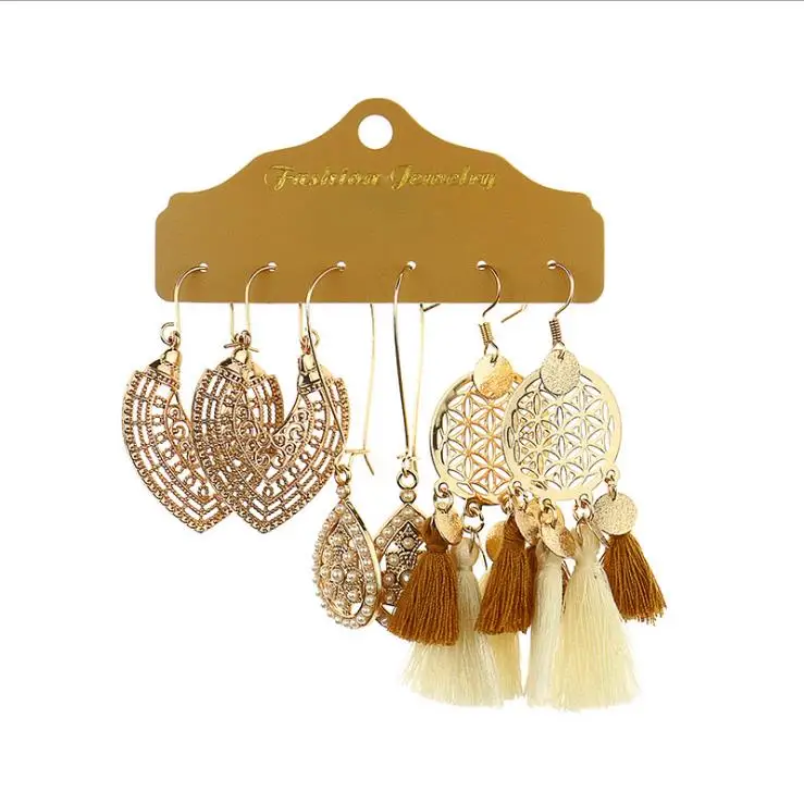 Boho Geometry Round Gold Color Big Dangle set for Women Simple Flower Dreamcatcher Tassel Long Earrings Sets
Boho Geometry Round Gold Color Big Dangle set for Women Simple Flower Dreamcatcher Tassel Long Earrings Sets