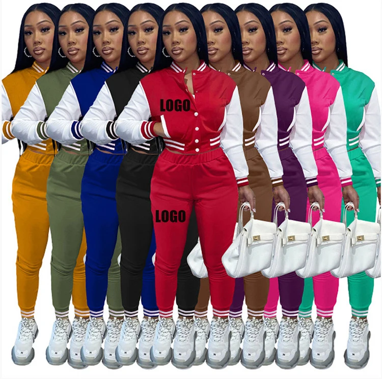 Ladies Long Sleeve Baseball Jackets Patchwork Fall Women Jacket Clothing Two Piece Pants Set
Ladies Long Sleeve Baseball Jackets Patchwork Fall Women Jacket Clothing Two Piece Pants Set