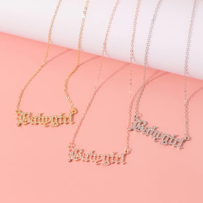Custom Baby Girl Old English Diamond Letter Pendant Necklace Jewelry Gold Babygirl Chain Necklace
Custom Baby Girl Old English Diamond Letter Pendant Necklace Jewelry Gold Babygirl Chain Necklace