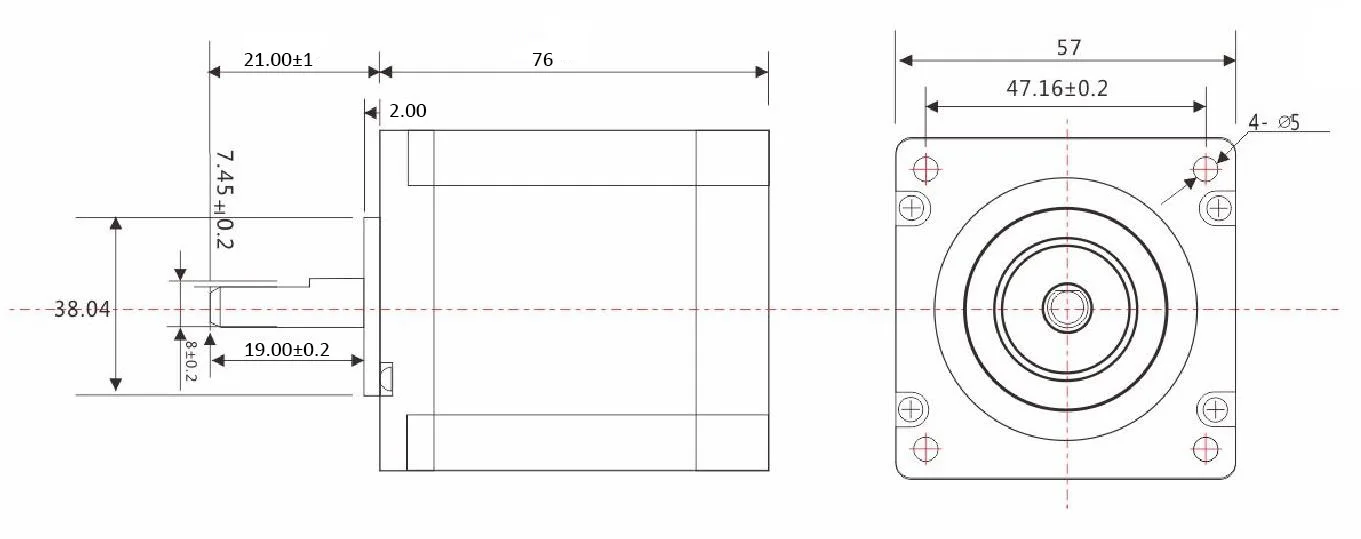 57mm Nema23 2 Phase 1 8 Degré 2 2n m Hybride À Courant Continu Sans