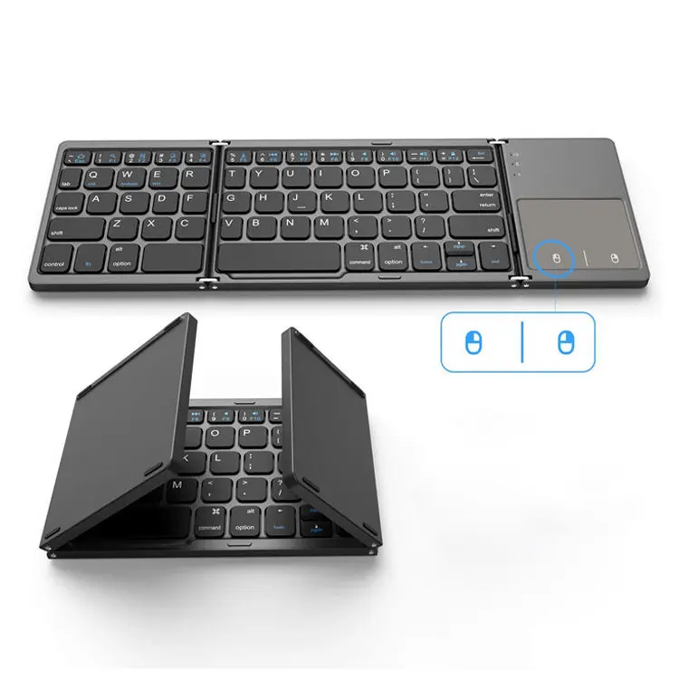 

Portable Slim Dual Mode BT&USB Wired Rechargeable Keyboard with Touchpad Mouse Gray Wireless Foldable Keyboard