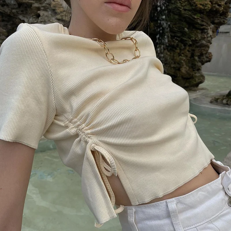 Youbor Casual Ribbed Solid Wholesale T-shirt Women Summer Round Neck Side Folds Custom Fitness Crop Tops Female Plain T Shirts
Youbor Casual Ribbed Solid Wholesale T-shirt Women Summer Round Neck Side Folds Custom Fitness Crop Tops Female Plain T Shirts