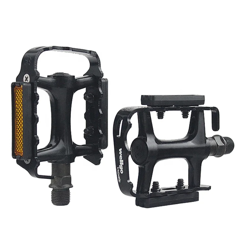 

WELLGO M248 MTB Bike Pedals Aluminum Alloy Bearing Pedal Parts DU Peilin bearing with reflector Bicycle Parts, Black