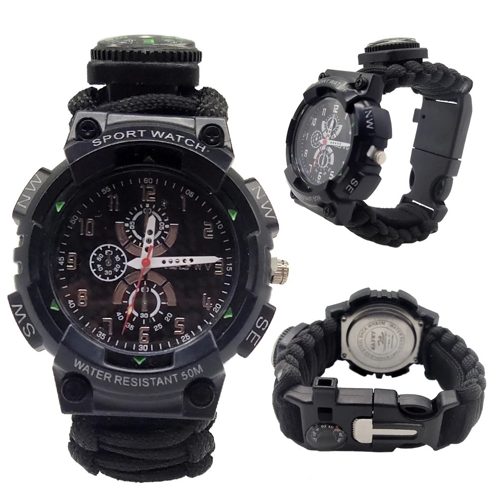 Survival Paracord Nylon Bracelet Outdoor Multifunctional Watches For Ladies, Customized
Survival Paracord Nylon Bracelet Outdoor Multifunctional Watches For Ladies, Customized