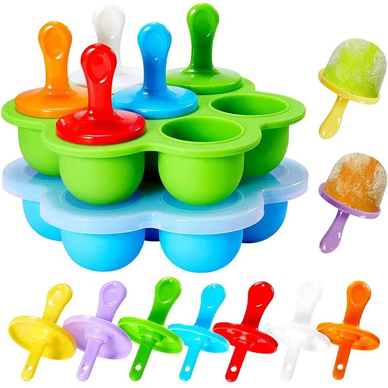 Reusable 7 Hole Multi-function Colorful Silicone Popsicle Mold With Stick For Kids DIY Fruit Shake Ice Cream Mold, Rose red,purple,green,blue
Reusable 7 Hole Multi-function Colorful Silicone Popsicle Mold With Stick For Kids DIY Fruit Shake Ice Cream Mold, Rose red,purple,green,blue