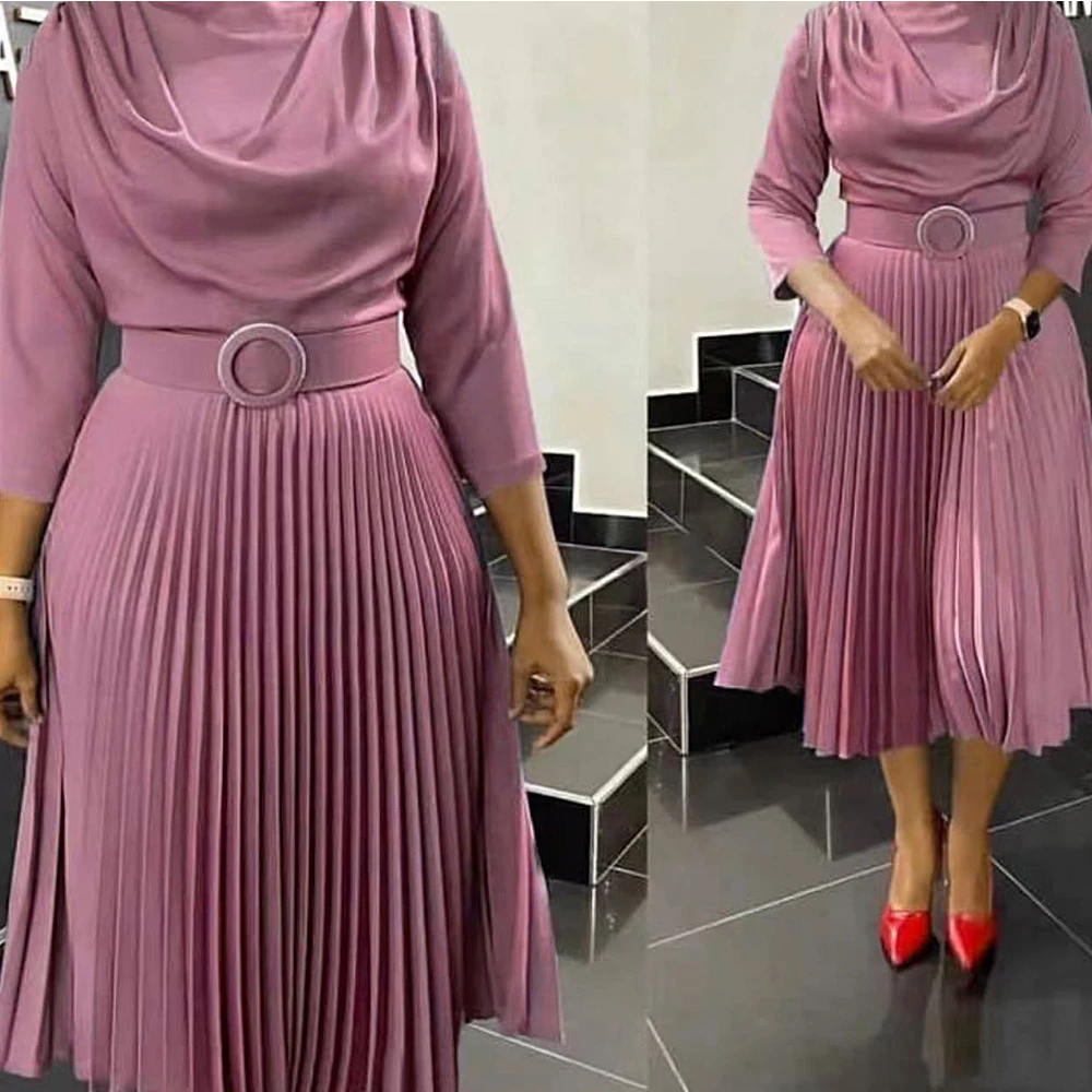 Women's Casual Dresses Solid Color Chiffon Long Sleeves O-neck Dress With Belt Muslim Women's Dress
Women's Casual Dresses Solid Color Chiffon Long Sleeves O-neck Dress With Belt Muslim Women's Dress