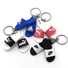 Wholesale Customized Design 2D 3D Rubber PVC Key Ring Soft Pvc Mini Slipper Shoes keychain