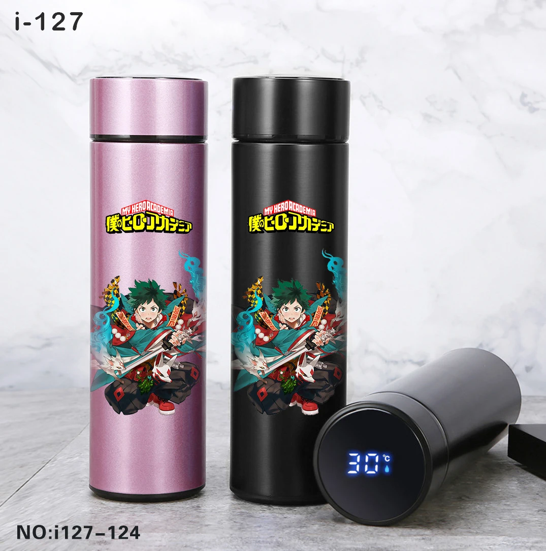 Factory supply Anime series Custom pattern Smart Thermo Insulated Stainless steel Vacuum Water Bottle with Led Display, Black white pink
Factory supply Anime series Custom pattern Smart Thermo Insulated Stainless steel Vacuum Water Bottle with Led Display, Black white pink