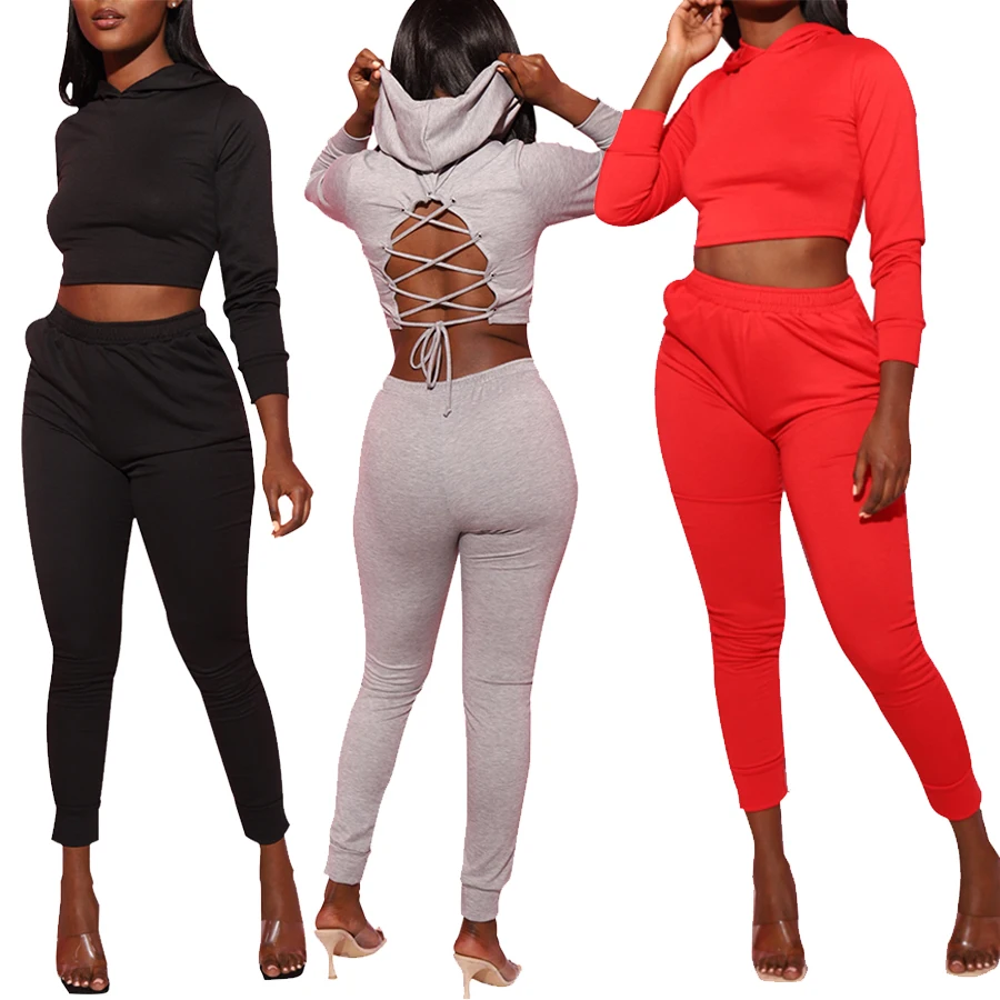 Q658 Yousclothes High Fashion Solid Backless Bandage Crop Top Hoodie Two Piece Pants Set
Q658 Yousclothes High Fashion Solid Backless Bandage Crop Top Hoodie Two Piece Pants Set