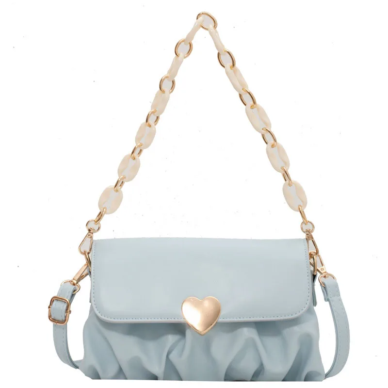Heart-shaped Metal Lock Handbag Soft PU Leather Pleated Chain One-shoulder Armpit Bag Fashionable Casual Lady Messenger Bag 244
Heart-shaped Metal Lock Handbag Soft PU Leather Pleated Chain One-shoulder Armpit Bag Fashionable Casual Lady Messenger Bag 244