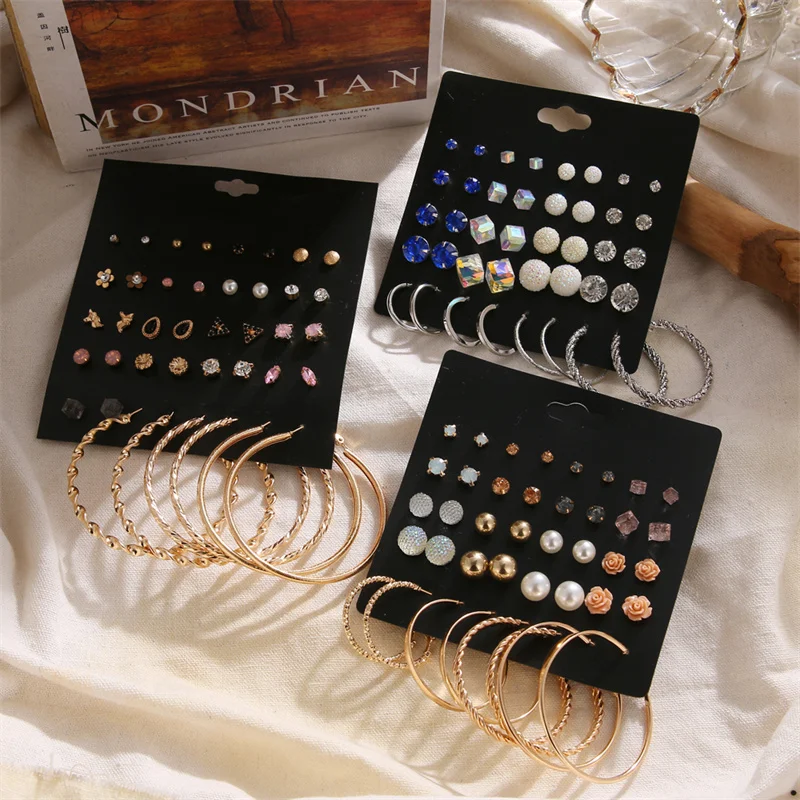 High quality Silver Plated Crystal Stud Earrings For women Fashion Geometric Pearl Studs Earrings Set
High quality Silver Plated Crystal Stud Earrings For women Fashion Geometric Pearl Studs Earrings Set
