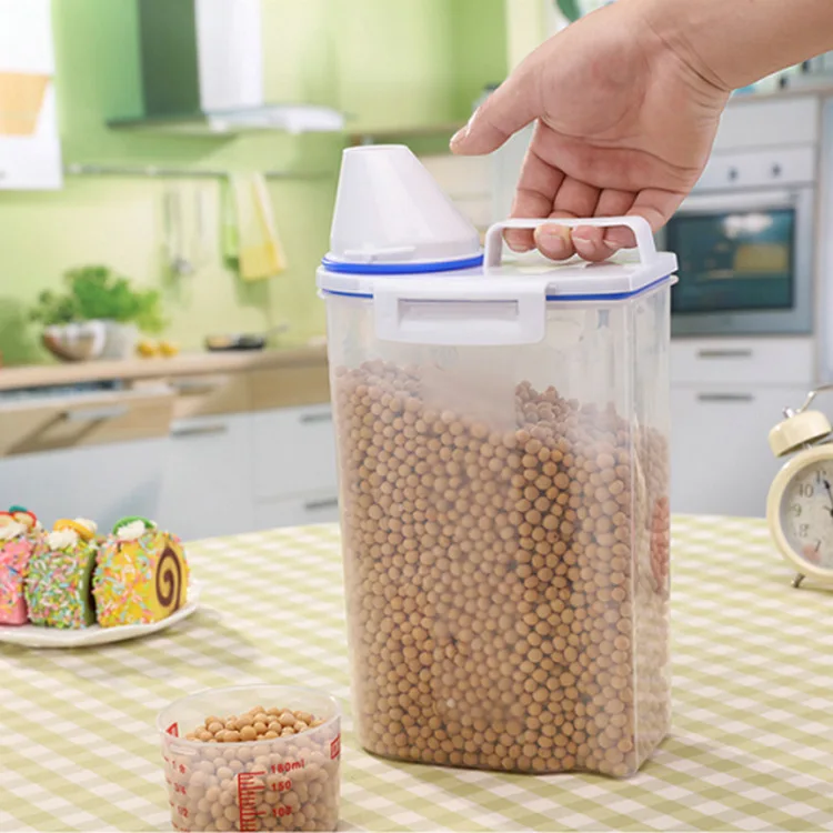 plastic rice bucket thickened transparent sealed jar with scale and handle kitchen supplies storage jars
plastic rice bucket thickened transparent sealed jar with scale and handle kitchen supplies storage jars