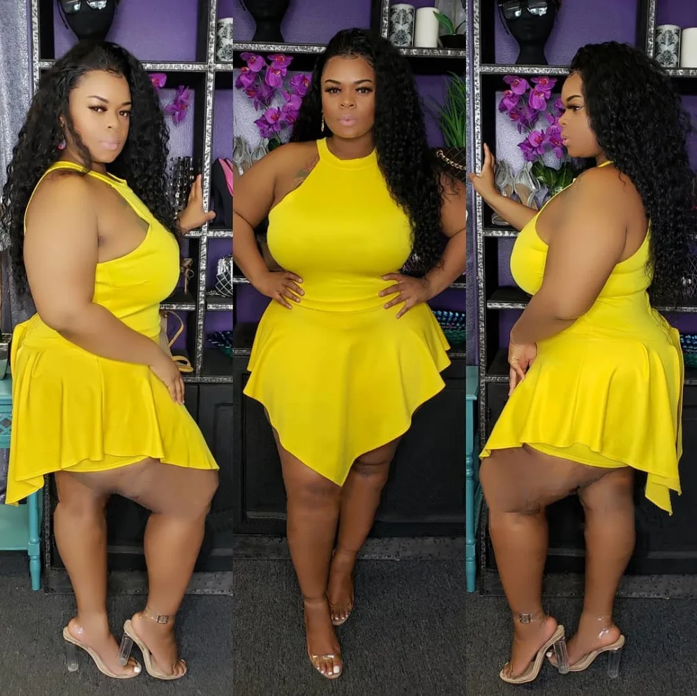 Women Summer Sexy Plus Size Asymmetrical Solid Color Sleeveless Club Evening Dress, Shown
Women Summer Sexy Plus Size Asymmetrical Solid Color Sleeveless Club Evening Dress, Shown
