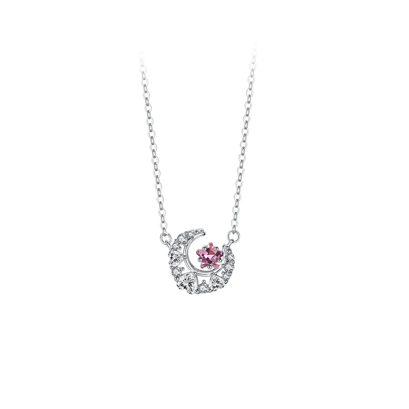 High Quality Shiny Full cz Necklace women Pink Star 925 Sterling Silver Heart Zircon Moon Pendant Necklace
High Quality Shiny Full cz Necklace women Pink Star 925 Sterling Silver Heart Zircon Moon Pendant Necklace