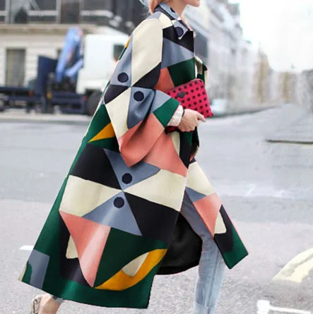 Women Fashionable Plus Size Winter Loose Fashion Digital Geometric Printing Ladies Trench Coat, Picture
Women Fashionable Plus Size Winter Loose Fashion Digital Geometric Printing Ladies Trench Coat, Picture