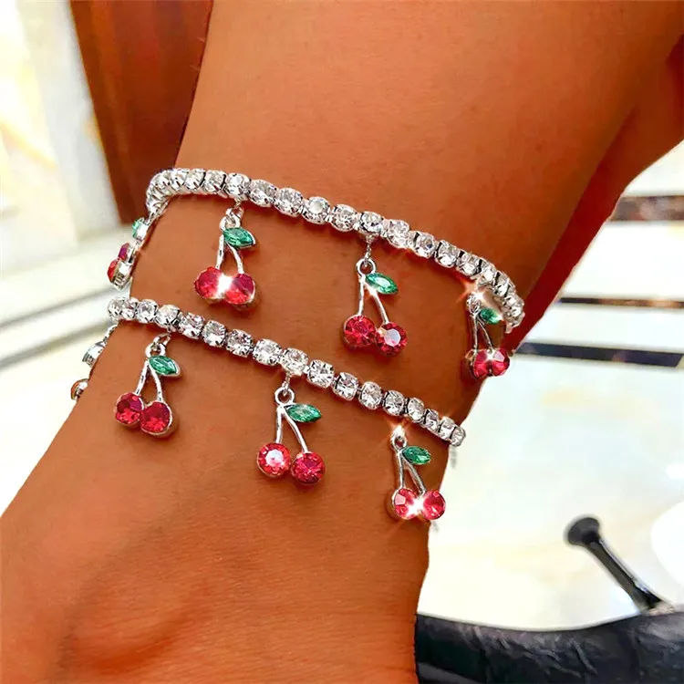 Wholesale Cuban Link Cherry Anklet Rhinestone Beach Fruit Pendant Tennis Anklet For Women
Wholesale Cuban Link Cherry Anklet Rhinestone Beach Fruit Pendant Tennis Anklet For Women