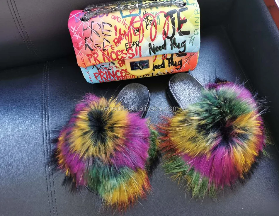 2020 new wholesale women Rainbow color Solid color two piece set fur sandals jelly purses with matching real fox fur slides, Customized color
2020 new wholesale women Rainbow color Solid color two piece set fur sandals jelly purses with matching real fox fur slides, Customized color