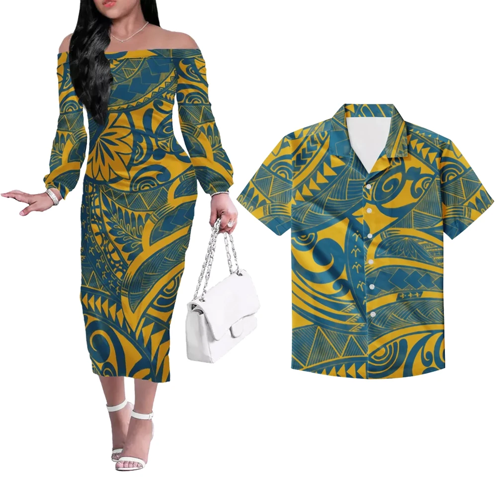 Custom Plus Size Couple Clothing Women Off Shoulder Sexy Dresses Match Men Shirts Polynesian Samoan tribe Design, Customized color
Custom Plus Size Couple Clothing Women Off Shoulder Sexy Dresses Match Men Shirts Polynesian Samoan tribe Design, Customized color