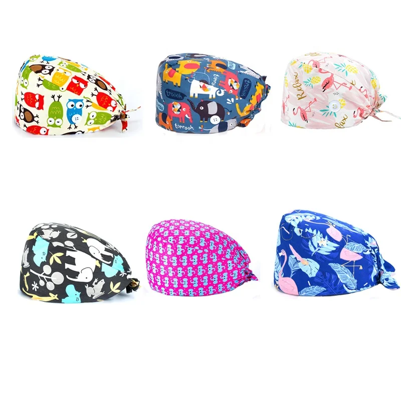 Fashion Animal Series Hat Polyester Cartoon Printing Surgical Hat With Button For Accessories, At picture
Fashion Animal Series Hat Polyester Cartoon Printing Surgical Hat With Button For Accessories, At picture