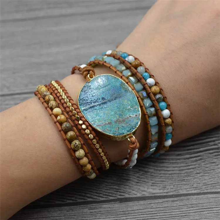 Bohemian Wrap Layered Bead Gemstone Bracelets Natural Stone Druzy Beaded Bracelet, Picture
Bohemian Wrap Layered Bead Gemstone Bracelets Natural Stone Druzy Beaded Bracelet, Picture