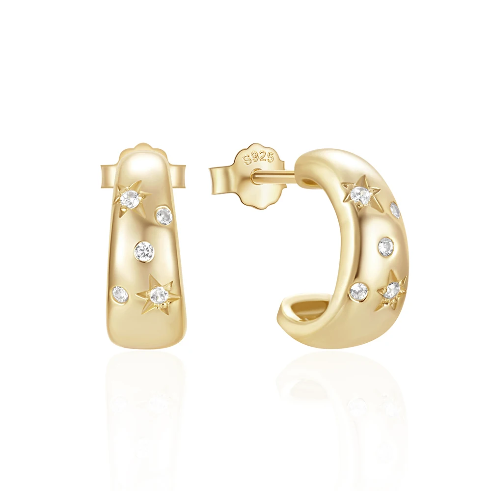 fashion jewelry 925 sterling silver earrings C shape star diamond zircon 18K gold plated stud earrings for women
fashion jewelry 925 sterling silver earrings C shape star diamond zircon 18K gold plated stud earrings for women