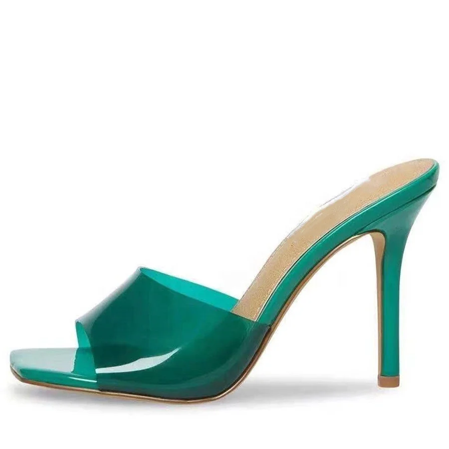 Women Color PVC Surface With High Thin heels summer sandals Square Open Toe women Slippers Slides women Thin High sandals, Red green brown
Women Color PVC Surface With High Thin heels summer sandals Square Open Toe women Slippers Slides women Thin High sandals, Red green brown