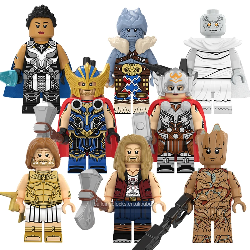 KT1062 New Super Heroes Movie Groot Korg Mighty Thor Love and Thunder Mini Block Building Bricks Figure Plastic Toys Juguetes
KT1062 New Super Heroes Movie Groot Korg Mighty Thor Love and Thunder Mini Block Building Bricks Figure Plastic Toys Juguetes