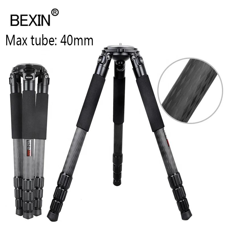 

Custom OEM BEXIN professional outdoor Photography heavy duty big Stable Carbon Fiber dslr camera Video Camcorder Tripod stand, Black
