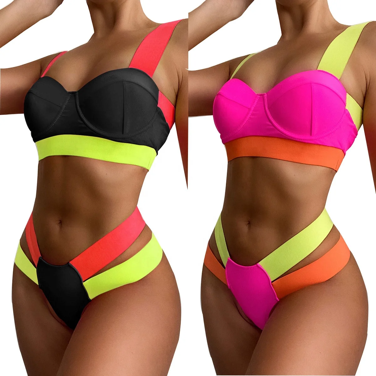 New collage bandage bikini-clad steel support suit for Women in Europe and America in 2021, Picture color
New collage bandage bikini-clad steel support suit for Women in Europe and America in 2021, Picture color