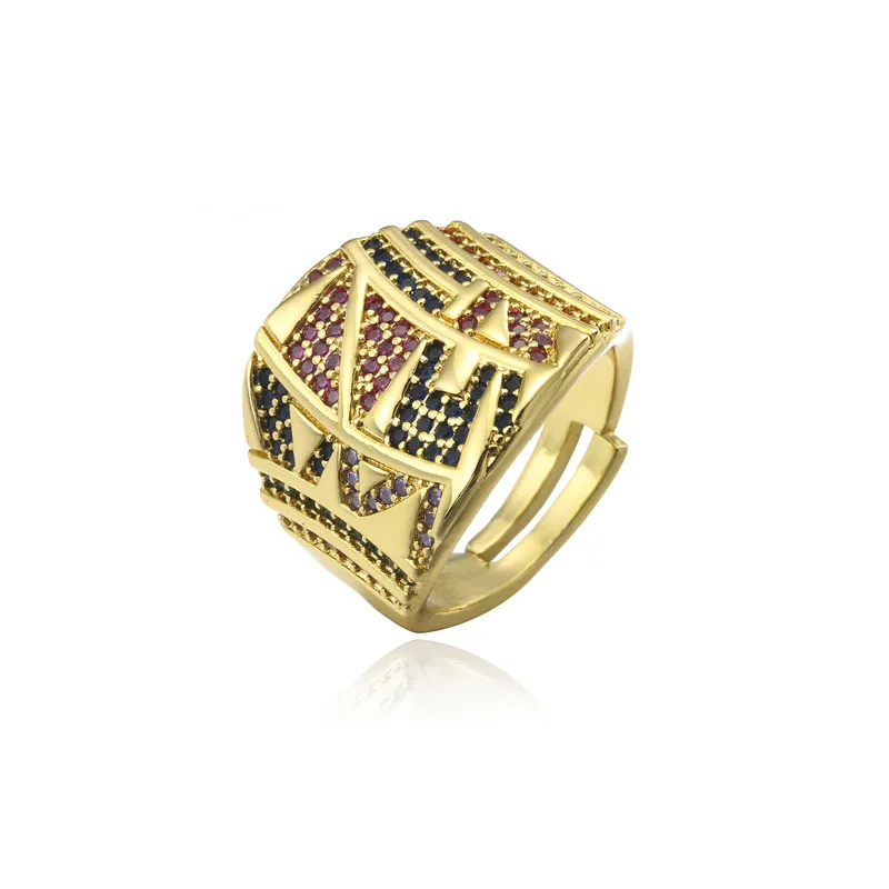 Antique Punk Style Fadeless Real Gold Plated Colorful Zircon Wide Open Ring Adjustable Rainbow Colors Rhinestone Geometric Ring
Antique Punk Style Fadeless Real Gold Plated Colorful Zircon Wide Open Ring Adjustable Rainbow Colors Rhinestone Geometric Ring