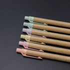 promotion eco friendly paper pen cheap retractable Logo ballpoint pen with wheat straw material parts