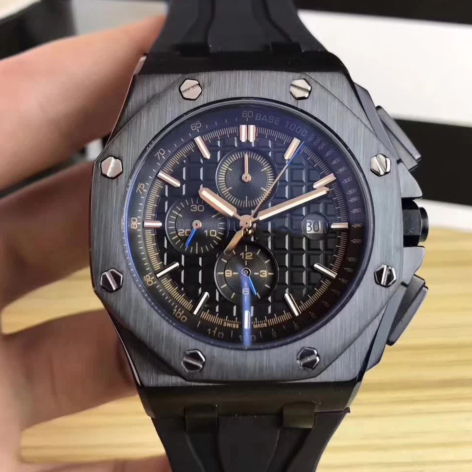 Oak PVD black case grid panda dial see-through back automatic mechanical sport watch
Oak PVD black case grid panda dial see-through back automatic mechanical sport watch