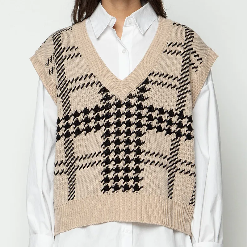 Oversized Pulliver V Neck Loose Houndstoot Vest Sleeveless 2021 New Knit Plus Size Sweater Vest Sueter Mujer, Multicolor
Oversized Pulliver V Neck Loose Houndstoot Vest Sleeveless 2021 New Knit Plus Size Sweater Vest Sueter Mujer, Multicolor