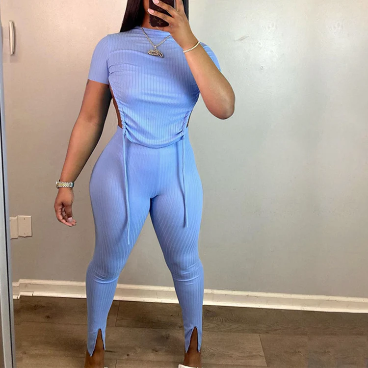 Casual Leisure Wear Backless Cute 2021 Spring 2 Pece Set Outfits Drawstring Two Piece Women Pants Sets, Gray,black,blue
Casual Leisure Wear Backless Cute 2021 Spring 2 Pece Set Outfits Drawstring Two Piece Women Pants Sets, Gray,black,blue