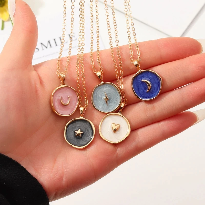 New Fashion Necklace Alloy Drop Oil Love Heart Moon Lightning Necklaces Elegant Cute Round Party Gift Jewelry For Women, Optional
New Fashion Necklace Alloy Drop Oil Love Heart Moon Lightning Necklaces Elegant Cute Round Party Gift Jewelry For Women, Optional