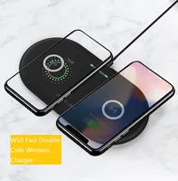

2019 New Arrivals 10W Fast Double Coils Charger Wireless 2 in 1 Fast Charging for Mobile Phones W50