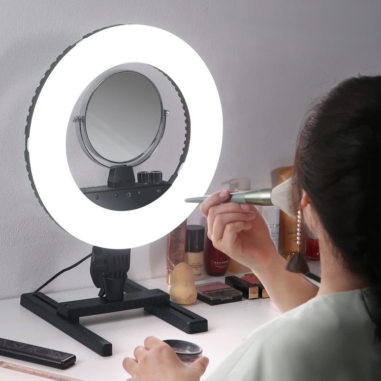 Portable Makeup Cosmetic Dual Sided 360 Degree Rotating HD Mirror Silver Round 2X Magnifying For Ring Light, Chrome
Portable Makeup Cosmetic Dual Sided 360 Degree Rotating HD Mirror Silver Round 2X Magnifying For Ring Light, Chrome