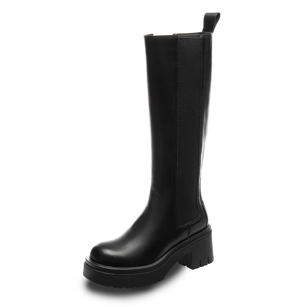 Wholesale customized 2021 new leather boots fashion trend thick bottom chimney Knight boots, Black
Wholesale customized 2021 new leather boots fashion trend thick bottom chimney Knight boots, Black
