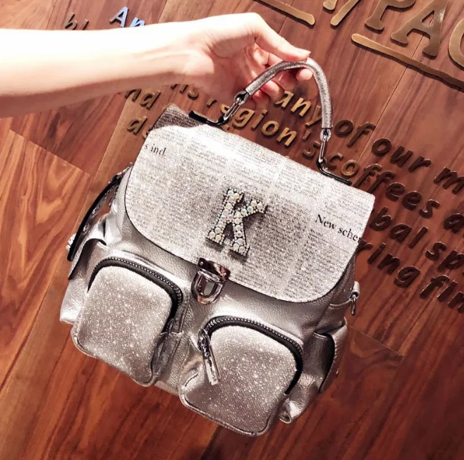 TLB-8D400 Multifunction lady travel portable backpack soft PU shiny crystal letter K crossbody shoulder bag
TLB-8D400 Multifunction lady travel portable backpack soft PU shiny crystal letter K crossbody shoulder bag