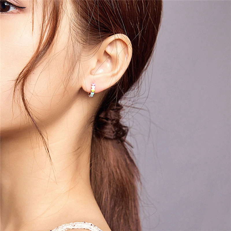 Simple Fashionable Genuine Jewelry 925 Sterling Silver Rainbow Color Enamel Heart Hoop Earrings
Simple Fashionable Genuine Jewelry 925 Sterling Silver Rainbow Color Enamel Heart Hoop Earrings